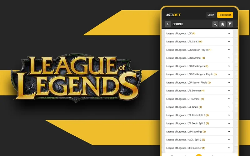 Top up your Melbet account and bet on League of Legends.